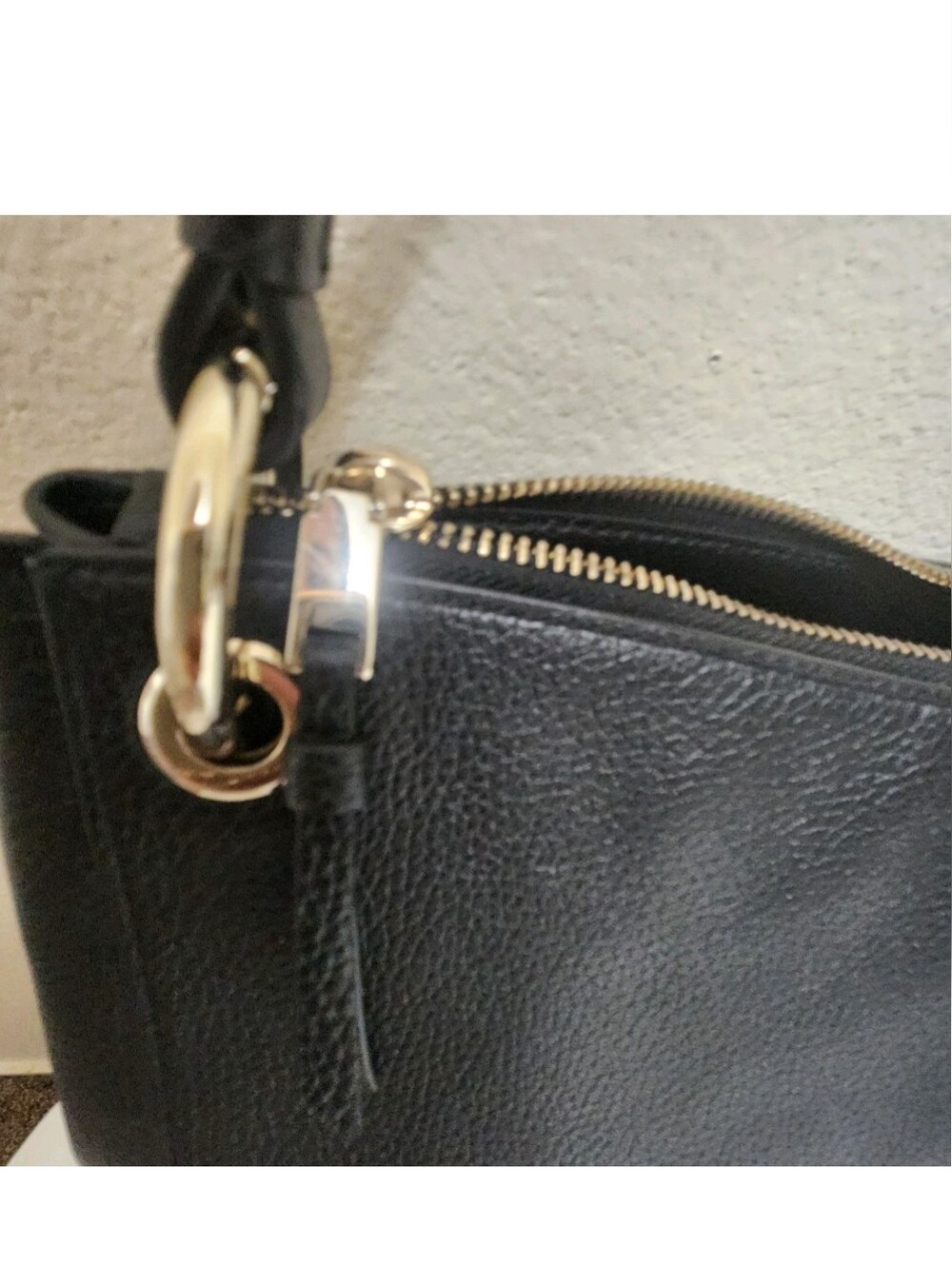 Kate Spade Kat Black Pebbled Leather Hobo Shoulder Bag Classic Large 13x12x4.5 - Picture 7 of 16